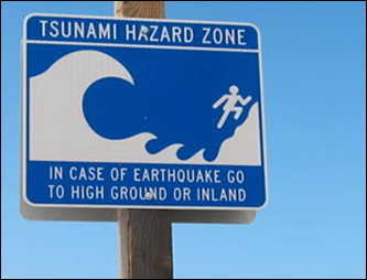 A Tsunami Hazard Zone Sign